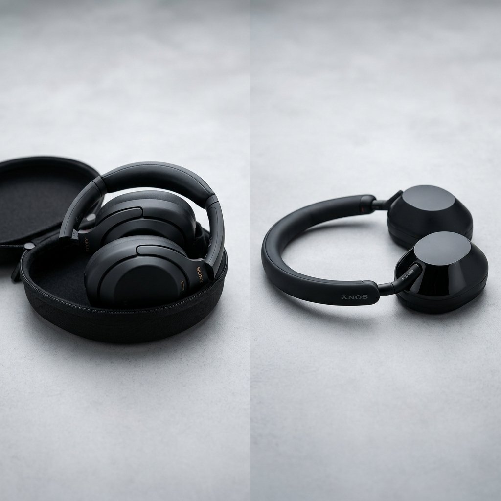 Comparación de plegado y diseño entre Sony WH-1000XM4 y WH-1000XM5