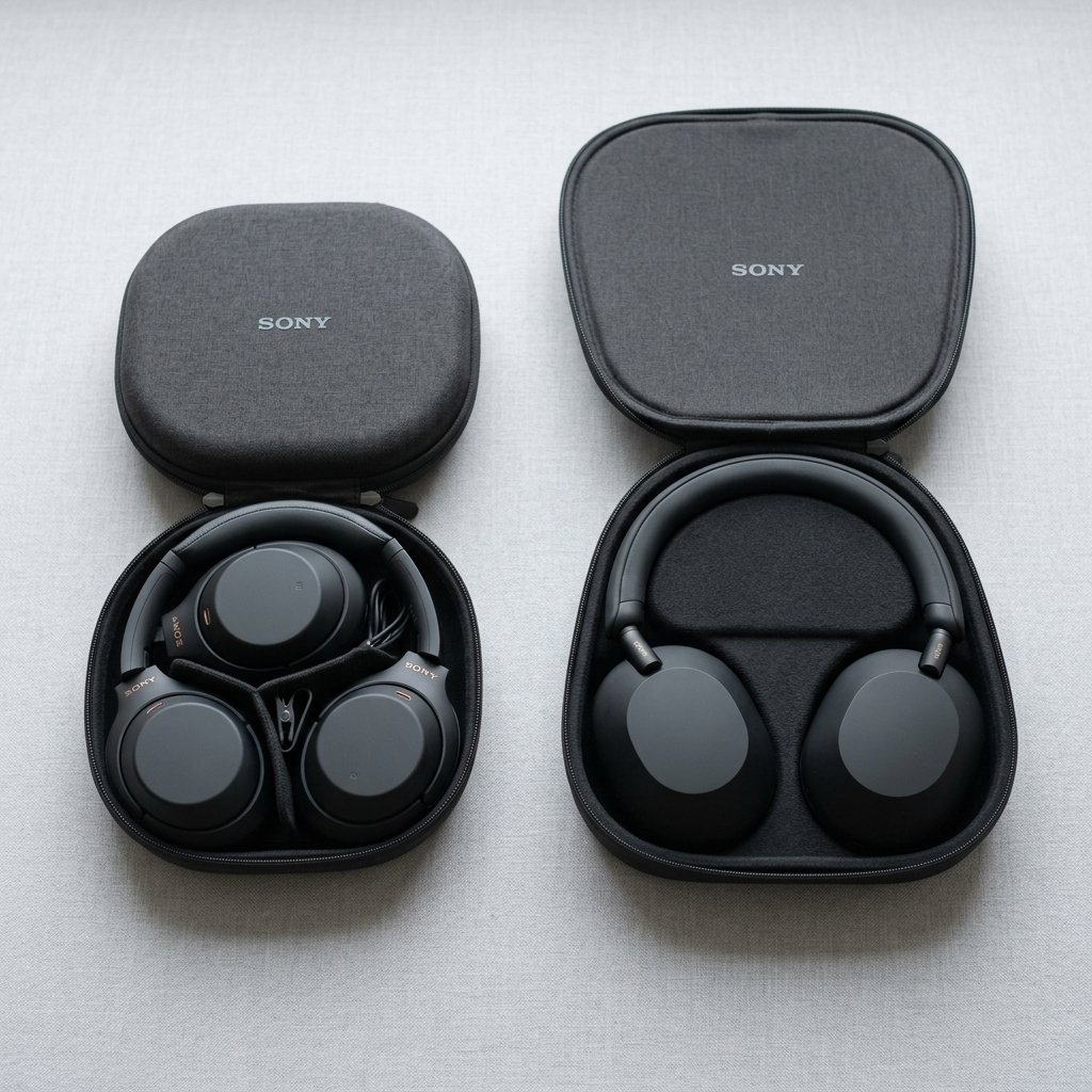 Comparativa de diseño y plegado entre Sony WH-1000XM4 y WH-1000XM5