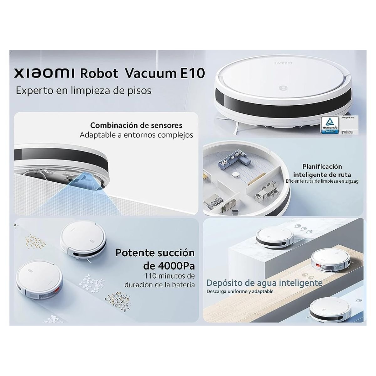 Contenido de la caja de Xiaomi Robot Vacuum E10 (Aspiradora y Mopa Robot)