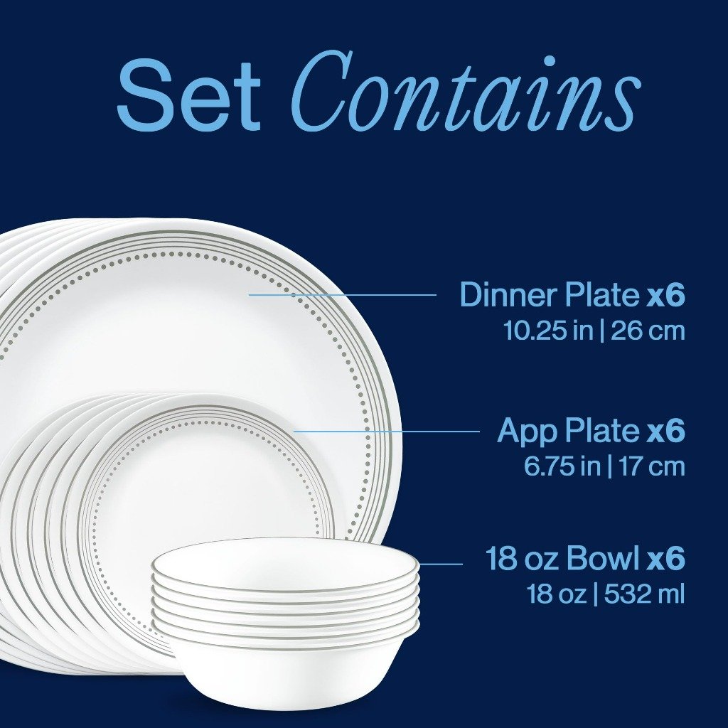 Espacio y durabilidad en tu mesa: Reseña de la vajilla Corelle de 18 piezas para 6 personas