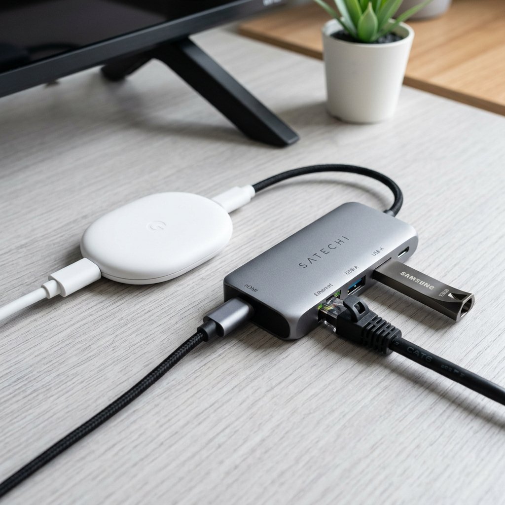 Conexión de Hub USB-C con Power Delivery a un Chromecast 4K