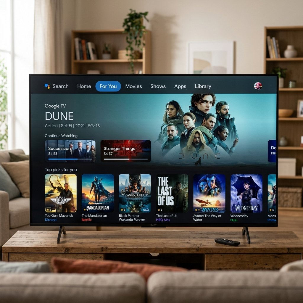 Interfaz unificada de Google TV con recomendaciones inteligentes