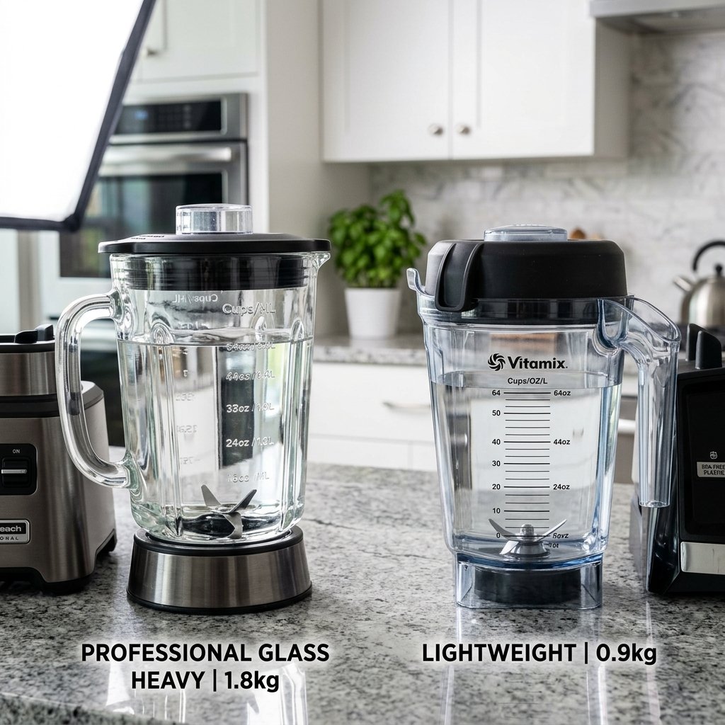 Comparación de materiales de vasos de licuadora: Vidrio refractario vs Plástico de alta resistencia