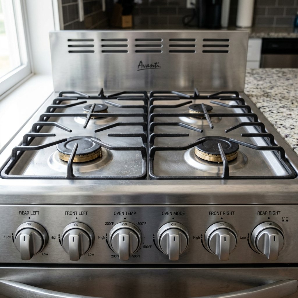 Detalle de los quemadores sellados y rejillas esmaltadas de la cocina Avanti