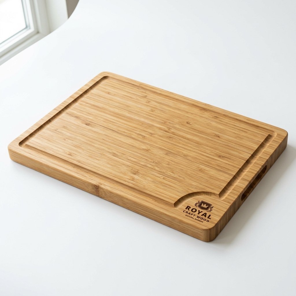 Tabla de picar de bambú orgánico Royal Craft Wood XL con ranuras de goteo