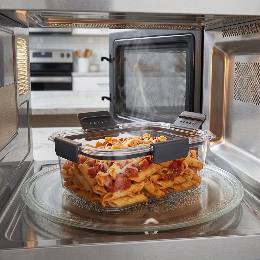 Calentamiento en microondas usando las válvulas de vapor de las tapas Rubbermaid Brilliance