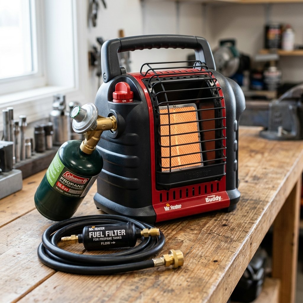 Alimentación dual con cartucho de propano o garrafa Mr. Heater Buddy