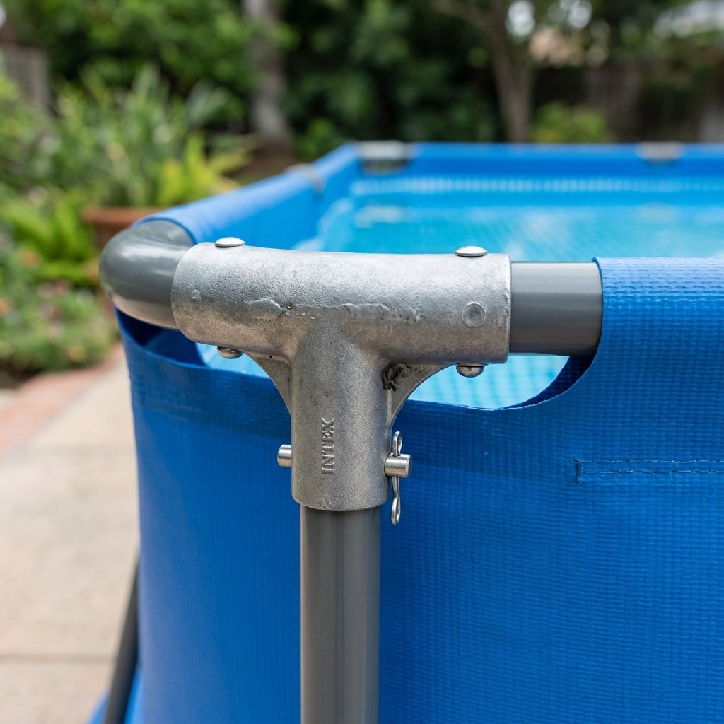 Detalle del chasis metálico de acero galvanizado y lona triple capa Super-Tough de Intex