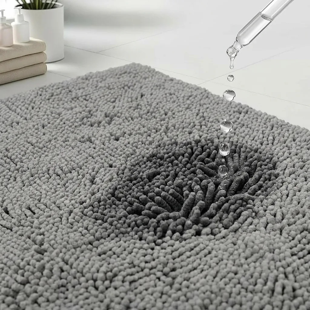 Superficie absorbente y mullida de chenilla de pelo alto