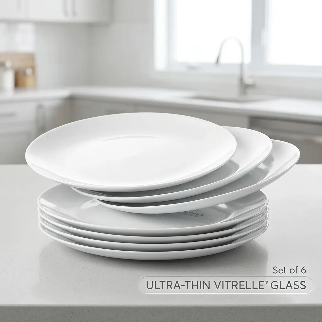 Cuidado de los platos llanos de vidrio laminado Corelle y marcas de metal