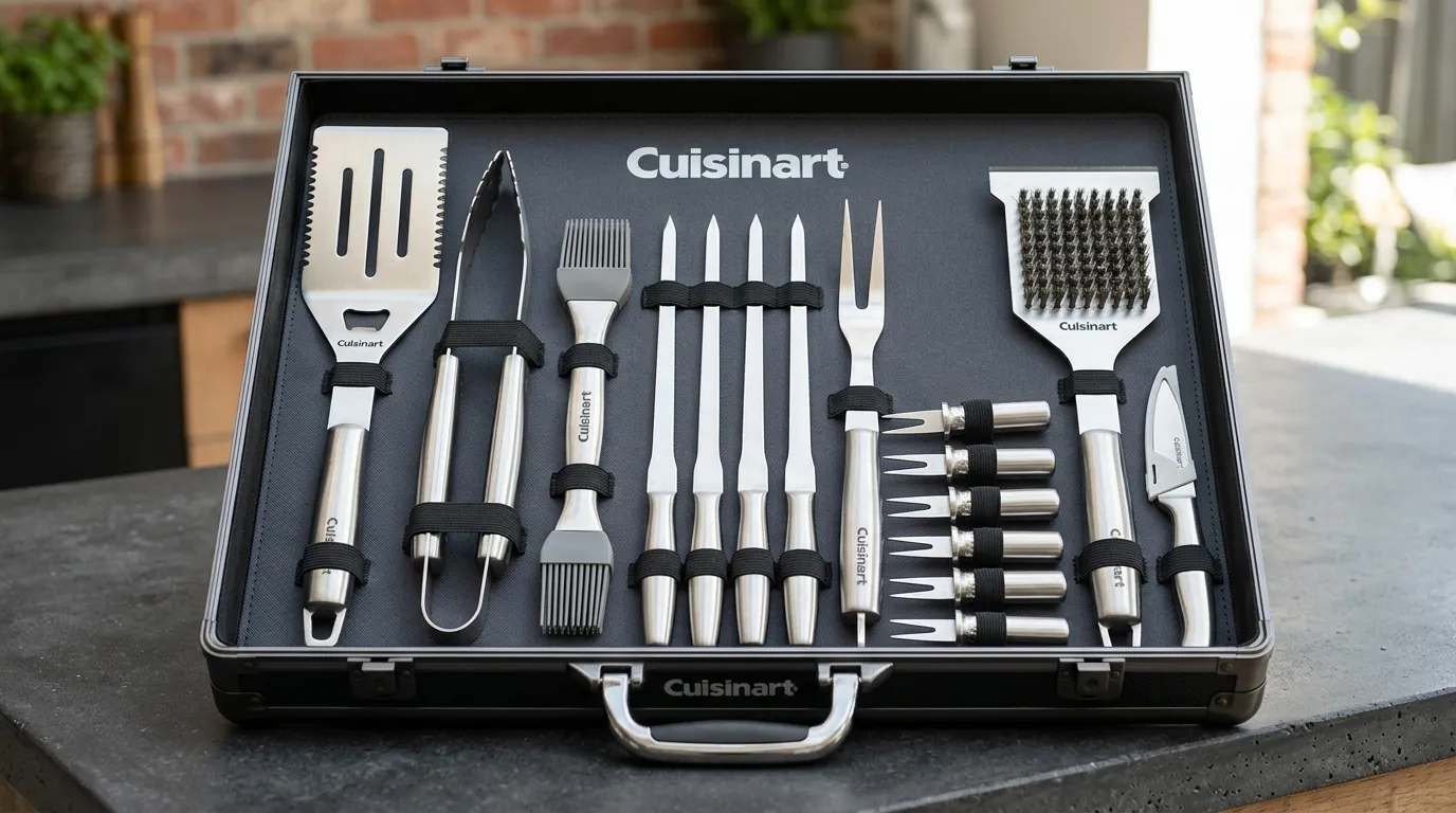 Estuche de aluminio con juego de utensilios de parrilla Cuisinart Deluxe